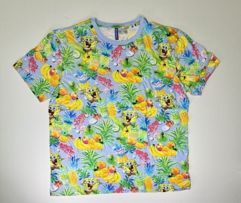 H&M Divided Spongebob Squarepants Tropical Fruit All-Over Print T-Shirt XL